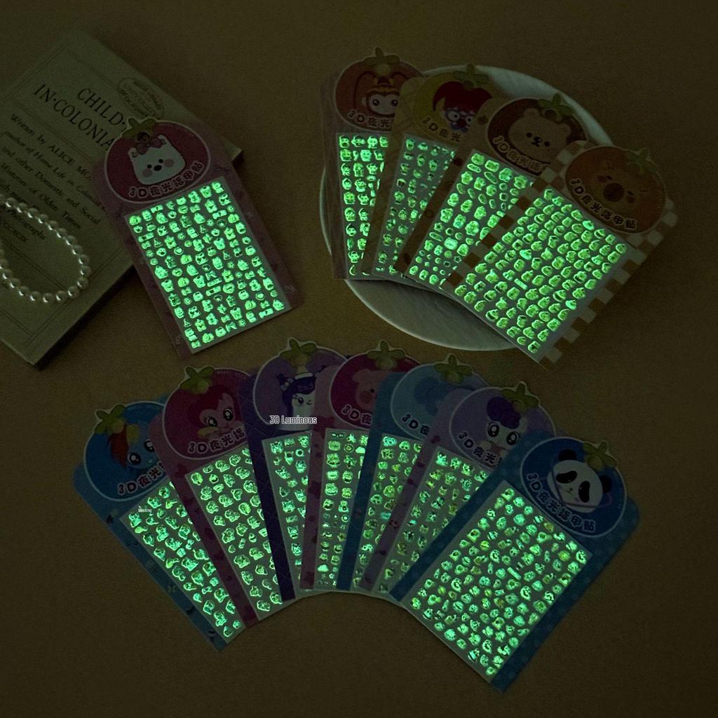 3D Laser Cartoon Luminous Nail Stickers for Kids – Cute DIY Manicure and Pen Holder Decorations