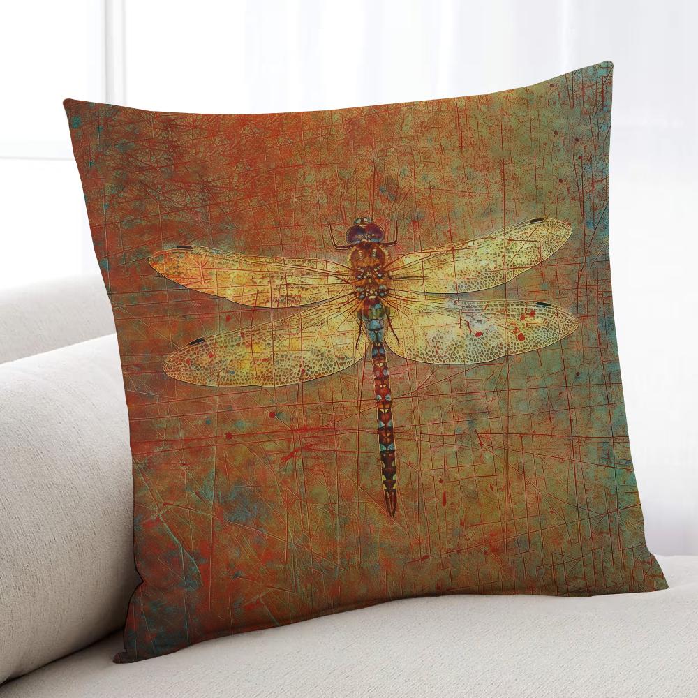 Retro Dragonfly Cushion Cover Home Bedding Sofa Living Room Pillowcase Simple Soft Skin Cushion Cover Party Gift