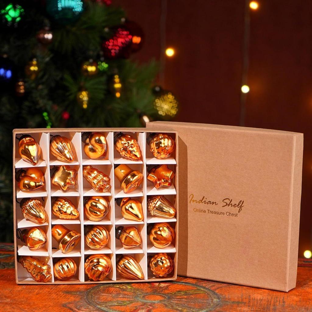 25 sztuk Bursztynowe Szkło Vintage Ozdoby Świąteczne Mini Hurtowe Ozdoby Dekoracyjne Kulki X mas na Halloween, Choinkę