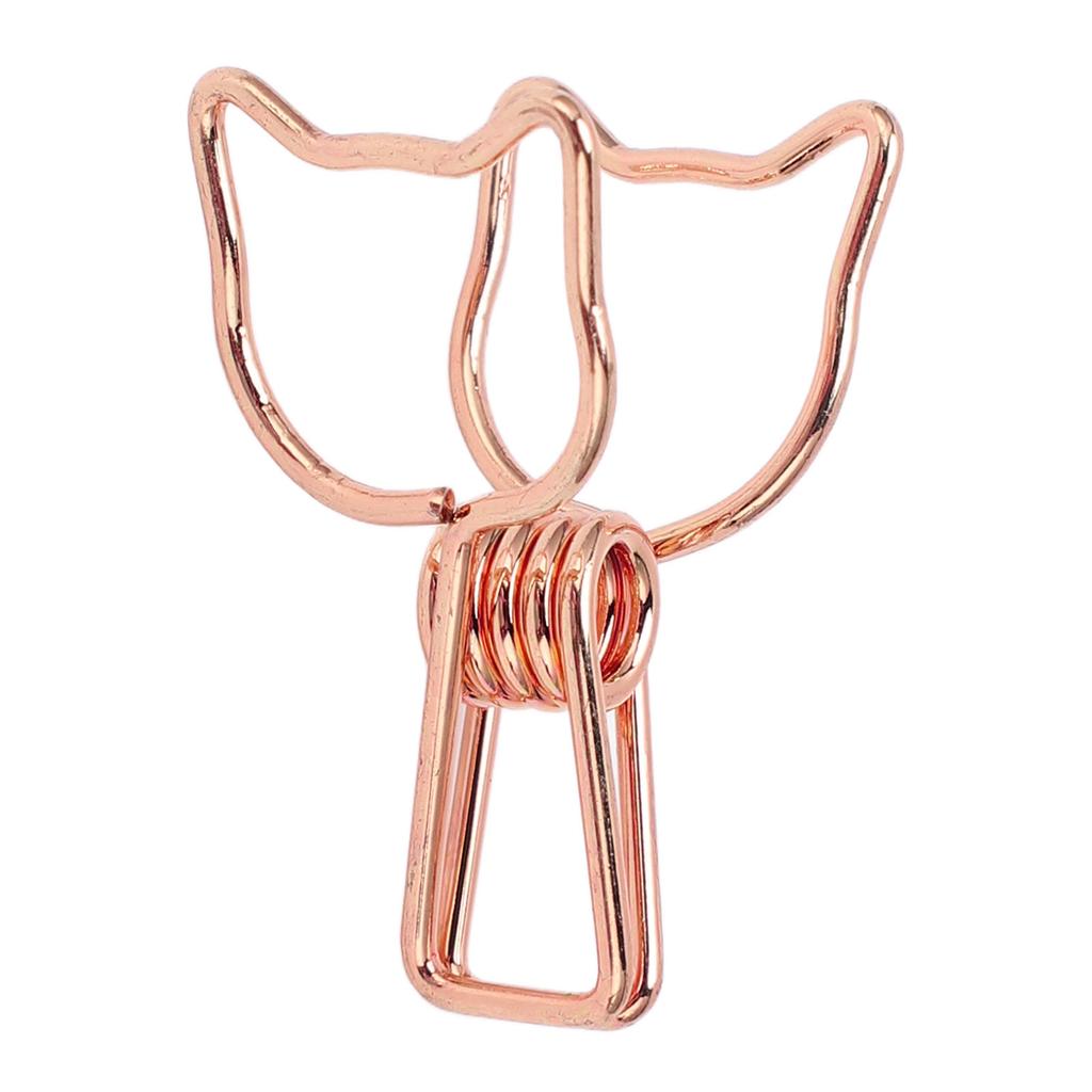 100pcs Clips Cute Cartoon Cat Shape Metal Hollowed Tail Clips Paper Clamps Supplies
