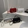 Fashion Solid Color Stone Texture Gold Chain Decor Women Shoulder Bag For Daily Casual Use