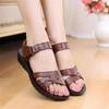 Soft Leather Mother Sandals Comfortable Soft Sole Middle-aged and Elderly Women's Sandals Flat Non-slip Elderly Sandals Women's Summer Grandma Shoes