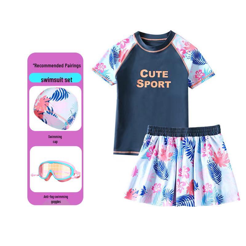 Plus Size Kids' Quick-Dry UPF50+ Swimsuit: Comfortable, High Elasticity, Non-Binding Sun Protection for Chubby Kids, Short & Long Sleeve Options