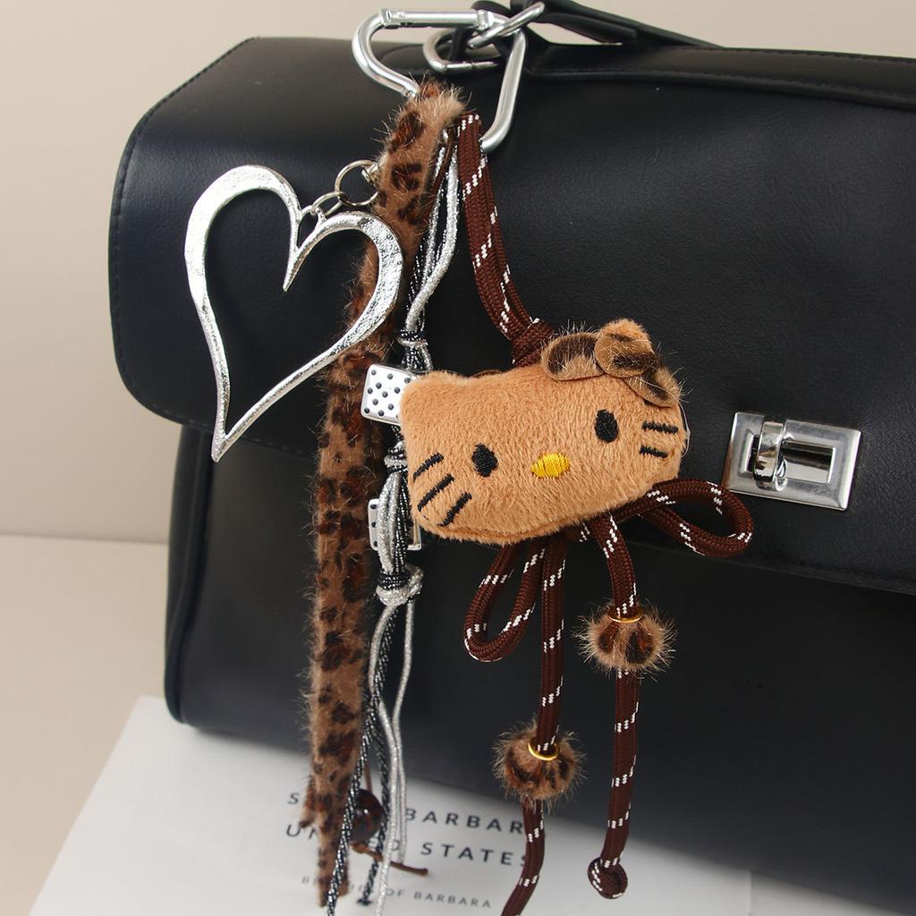 Cute Plush Puppy Bow Pendant Accessories Ins Wind Five-pointed Star Braided Rope Bag Pendant Keychain