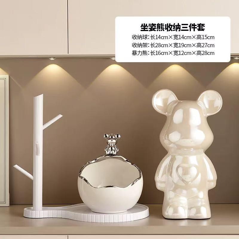 Ceramic Bear Decorative Organizer Entryway Shelf Key Holder Nordic Style Home Decor