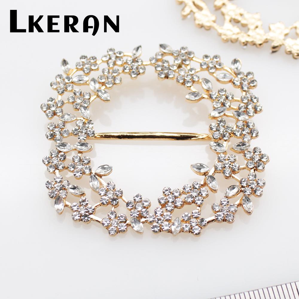 NEW 2Pcs 50MM Fashion Flower Edge Crystal Buckles 26MM Pole Slider Rhinestone Buckle For Wedding Decoration DIY Hair Accessories