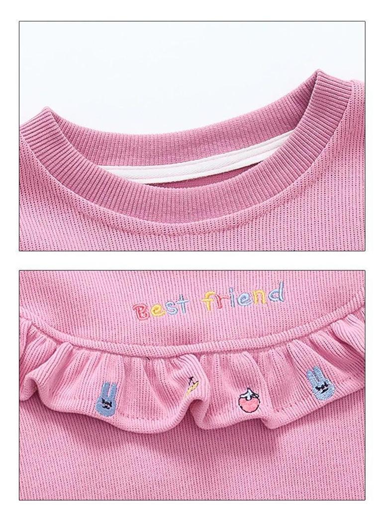 Girls' Stylish Long Sleeve Plus Velvet Sweatshirt - Korean Spring & Autumn 2026 Collection