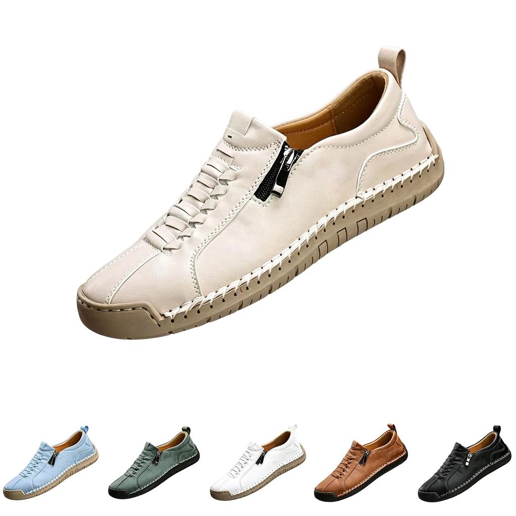 Casual Low Top Round Toe Unisex Shoes with Side Zipper and Lace-Up Design Lightweight Comfortable Walking Footwear