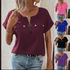 Lente en zomer effen kleur rits knoop top damesmode casual ademend T-shirt