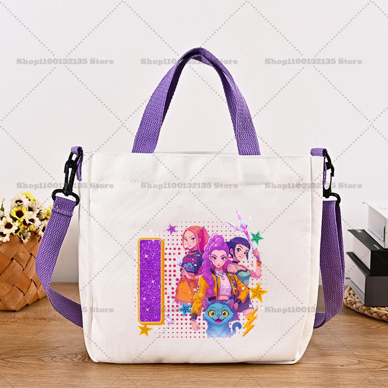 26letters Korean Pop Demon Hunters Women Canvas Shoulder Pouch Girls Tote Pouch Handbag Trendy Crossbody Pouch Latest Pink Presents 2026