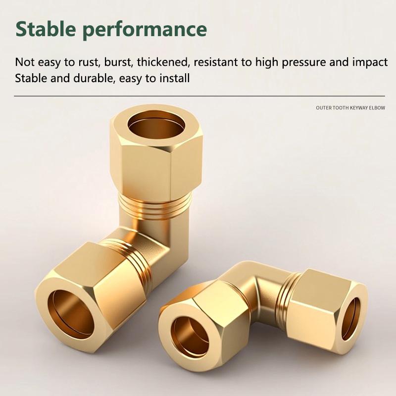 §2 Stück Messing NPT Doppel-Klemmring-Winkelstück 90 Grad Rechtwinkliges Rohrfitting für Wasser Öl Luftleitung Sanitär Hydraulische Systeme