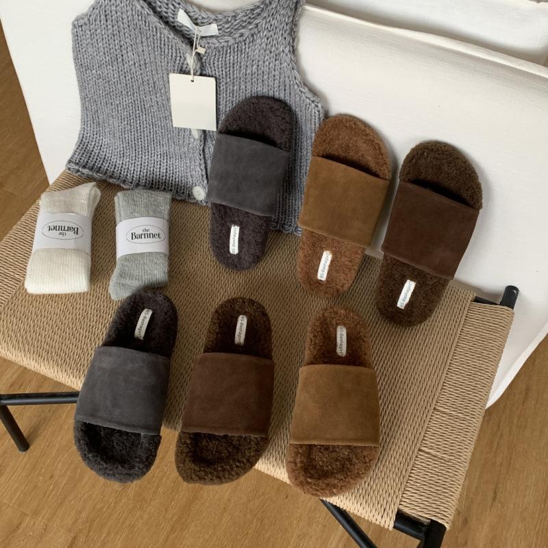 Retro Versatile Thick-soled Fluffy Shoes for Women To Wear 2025 New Autumn and Winter Fairy Wind Lamb Wool with Cotton Slippers