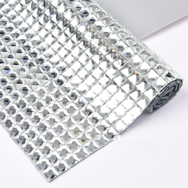 

Bling Self-Adhesive Rhinestone Sticker Sheet 10Mm Square Glass Glitter Trim Applique for Diy Car Garment Clothing Craft Decor 1 Pcs