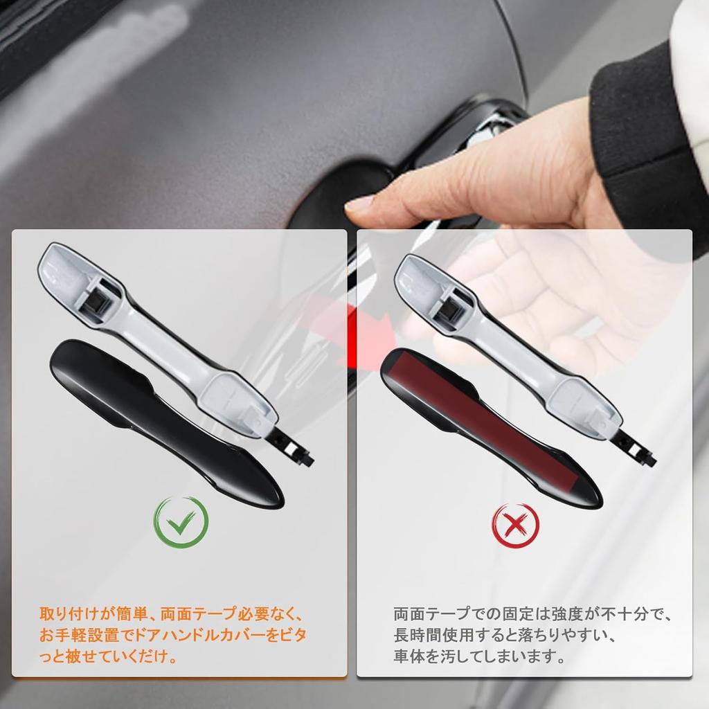 HIMARKLIF Exterior Door Handle Door Handle Covers Tape Piano Black Mirror Finish with Smart Full Cover Compatible with Toyota Prius 50 New Yaris 210