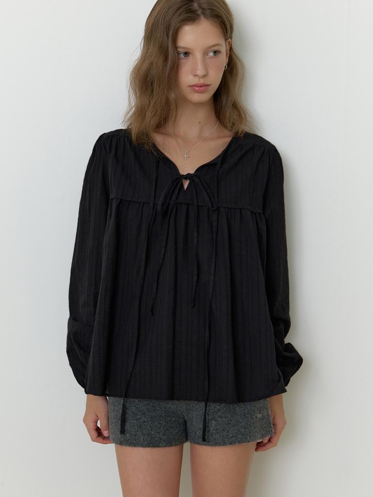 Liel Florence Ribbon Blouse (Black)