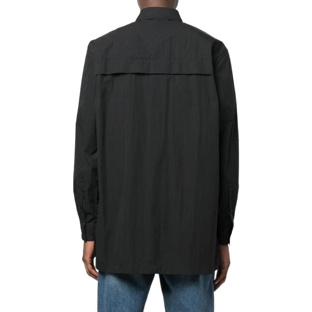 Nike Solid Color Button-Down Collar Woven Long Sleeve Shirt With Chest Pocket Detail Men shirts Black DN4096-010