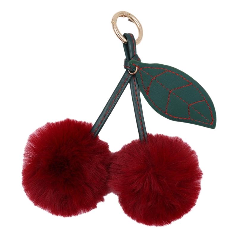 Cherry Keychain Bag Pendant Bag Accessory Plush Texture Key Holder Key Ornament Suitable for Gifting and Daily Use