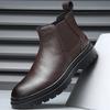 Fashion Slip on High Top Men Shoes British Style Formal Chelsea Boots Winter Warm Plush Fur Business Boots for Men Handmade Male Botas