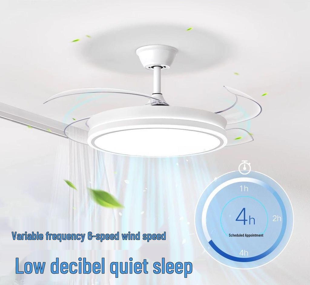 Invisible Silent Variable Frequency Ceiling Fan with Light for Living Room or Bedroom