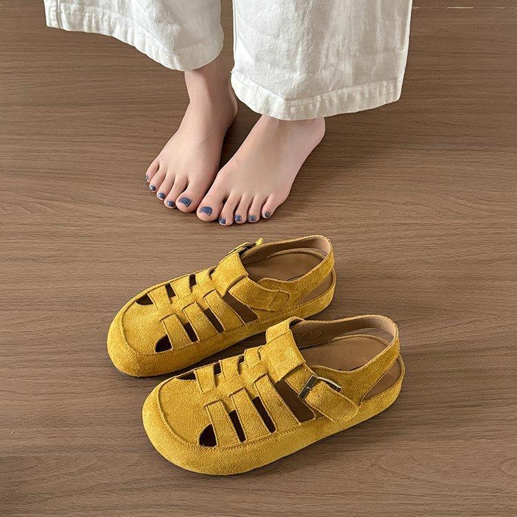 Soft Leather Version~ Baotou Retro Boken Shoes Women's Shoes Woven Pig Cage Shoes Sandals 2025 Spring New Casual Single Shoes