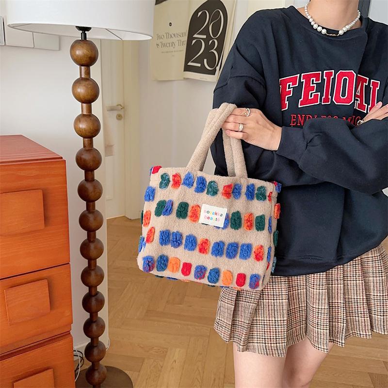 Plüsch-Beuteltasche, Damentasche, Umhängetasche, tragbare Umhängetasche, Einkaufs-Aufbewahrungstasche