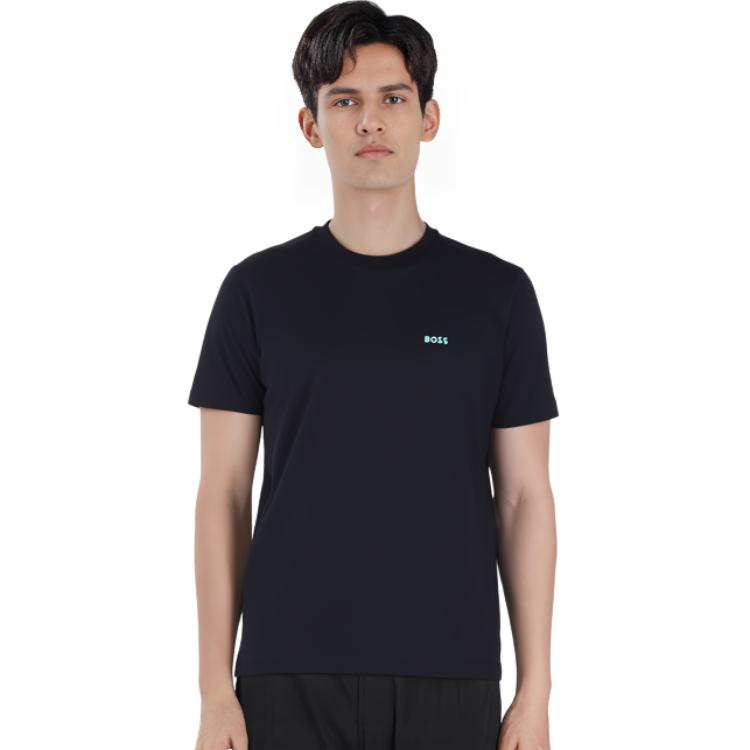 HUGO BOSS T-Shirts Men's Pitch Black Crew Neck Moderate Straight Fit 50475828-404