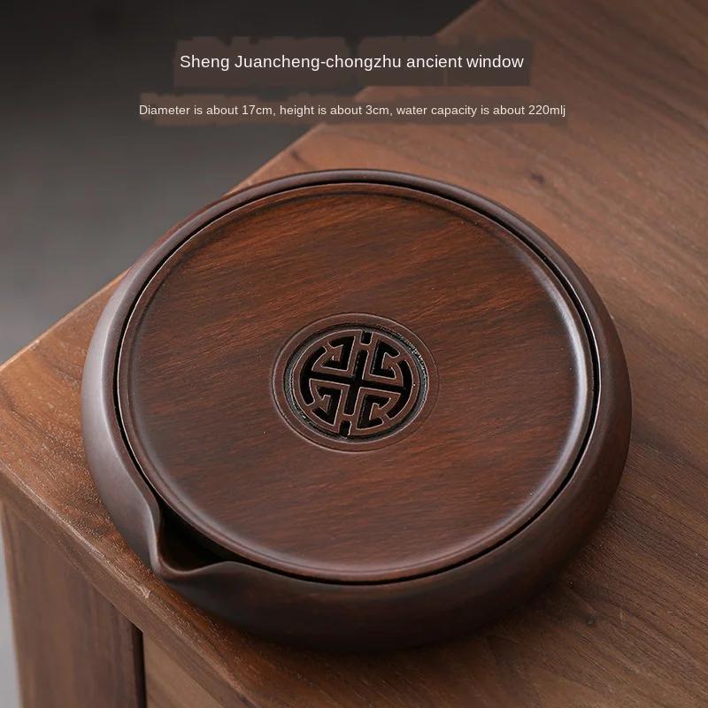 Chinese-Style Heavy Bamboo Pot Tray Water Storage Tea Table Bamboo Solid Wood Pot Mat Small Number Tea Tray Storage Kettle Tray