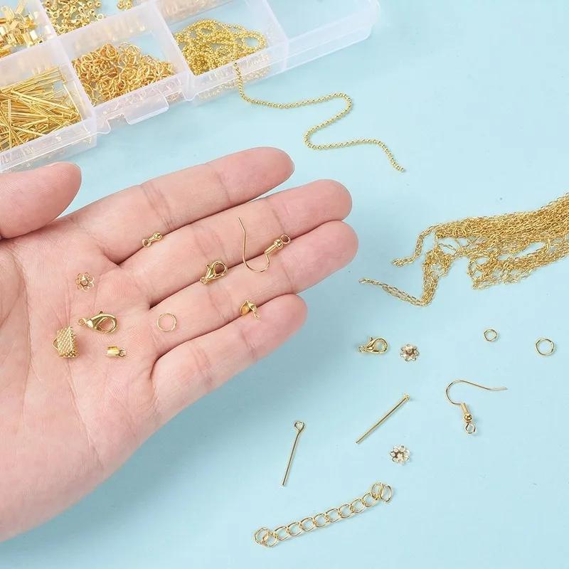 Metal Jewelry Making Kit DIY Necklace Materials Accessories Findings and Beading Wires Earring Hook Jewelry Making Supplies Kit
