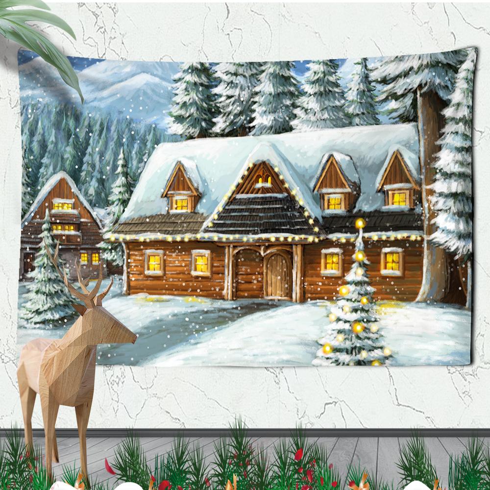 Christmas Wall Hanging Christmas Fireplace Home Wall Christmas Snowman Tapestry Large Size Tapestry