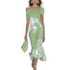 Vestidos ajustados para mujer Florales Hombros descubiertos Cola de pez Vestido de cóctel 2026 Verano Vestidos midi de graduación para invitada de boda
