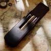Retro Genuine Leather Zipper Closure Fashion Durable Pencil Drawer Organizer Crazy Horse Cowhide Pen Storage Three Pen Case Bag