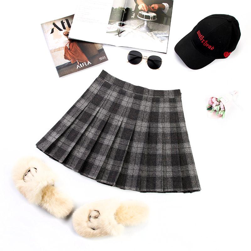 

Женская шерстяная плиссированная клетчатая юбка с высокой талией, SCIONE XS