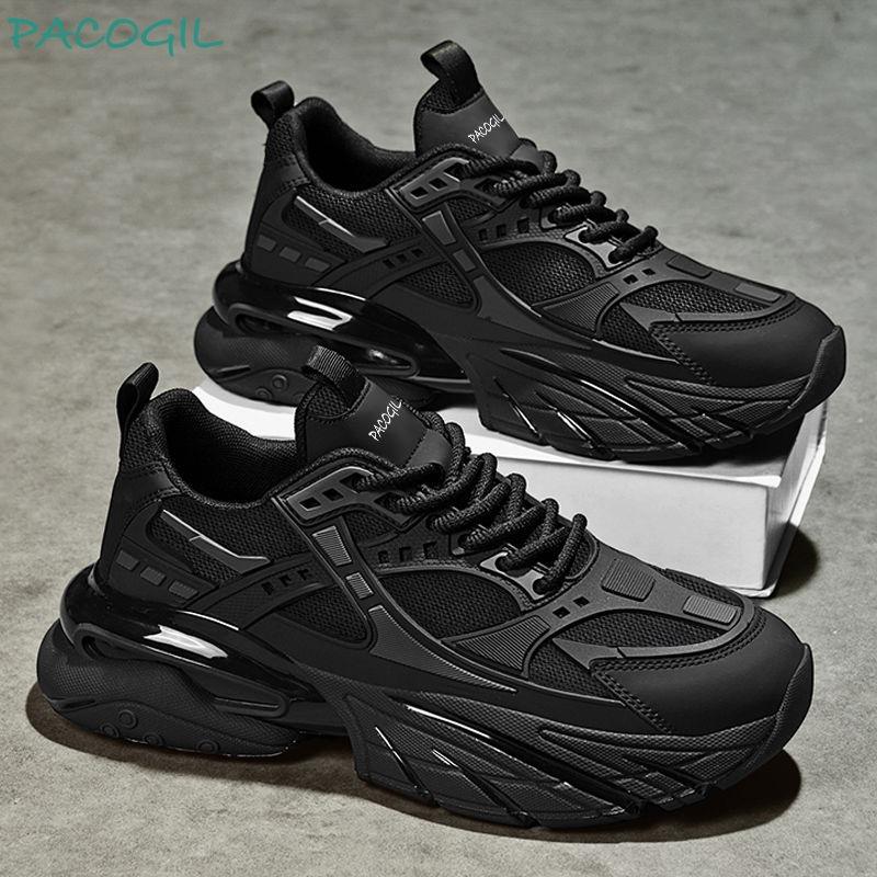Spring New Black Casual Sports Running Thick-soled Versatile Height-increasing Shoes Men