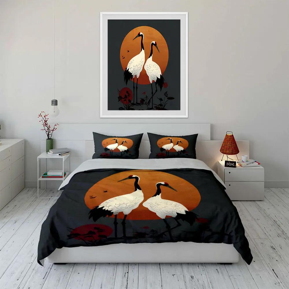 """Kran Kunst Dekorationsset" Weiches Bequemes Bettbezug-Bettwäscheset Enthalten 1*Bettbezug & 2*Kissenbezüge Geschenk"""