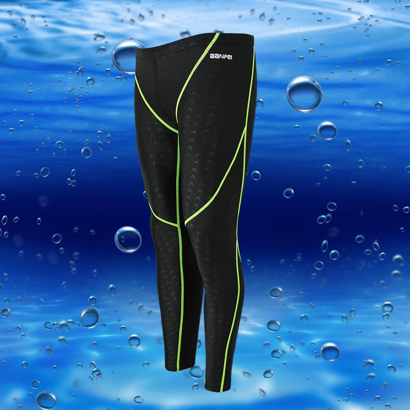 Men's Quick-Dry Water-Repellent Sharkskin Long Leg Swim Trunks for Competition, Winter Swimming, Diving, and Surfing