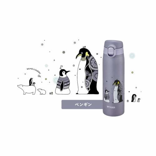 Tiger Thermos (TIGER) 500ml Water Bottle, Kameichido Mug, Stainless Steel Bottle, One-Touch Operated, Lightweight, Penguin Design, MCT-A050H
