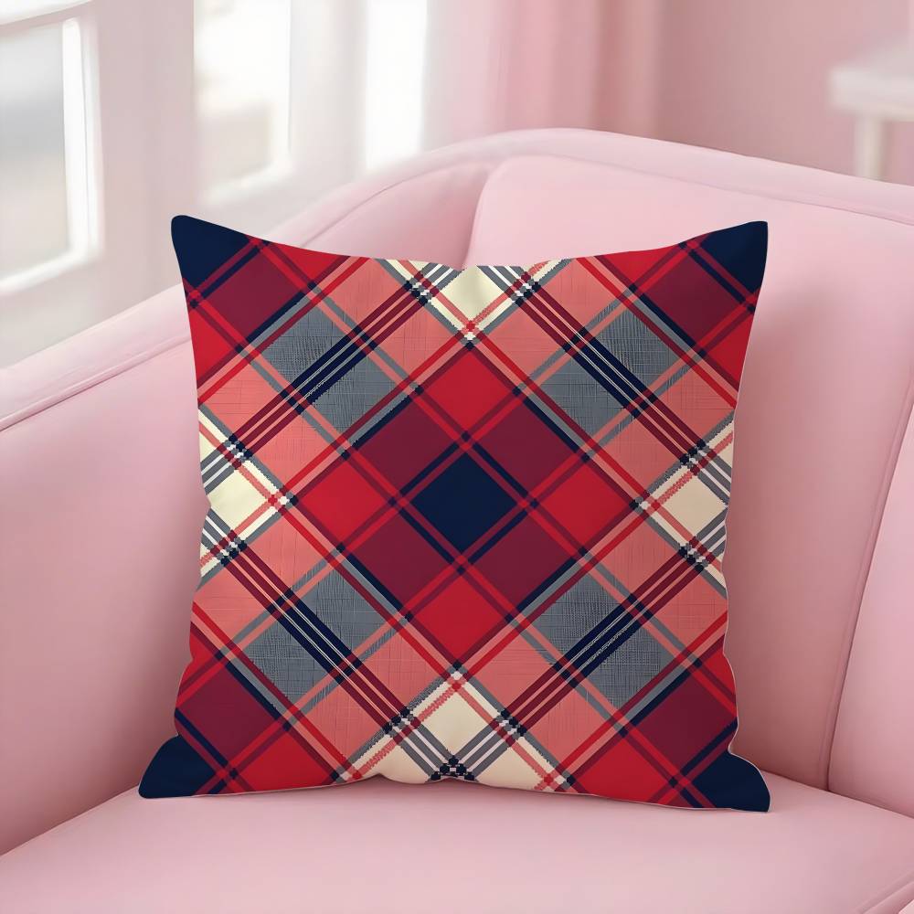 Christmas Plaid Pillow Case Sofa Short Plush Double-sided HD Printing Room Home Office Gift Cushion Cover