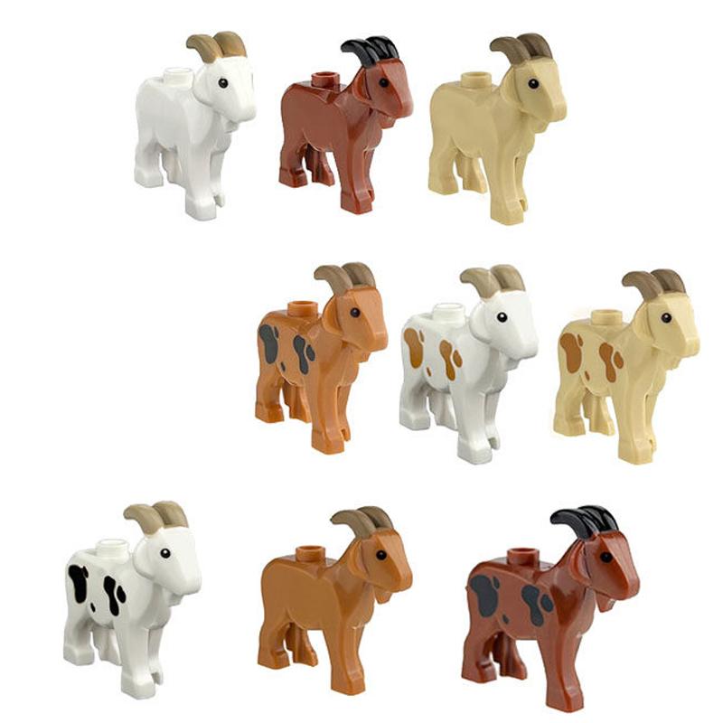 MOC Zoo Animals Building Blocks African Elephant Camel Deer Wolf Crocodile Tiger Lion Sheep Warhorse Mini Brick Kid Toy Gift S06