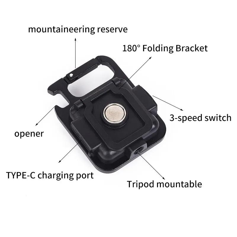 COB Flashlight LED Mini Protable Keychain Lamp High Bright Multifunctional Camping Lamp Outdoor Camping Torch Fishing Work Light