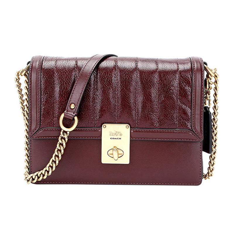 

COACH Hutton 22 Flap Closure Leather Shoulder Bag Crossbody Bag Small Women s Burgundy червоний