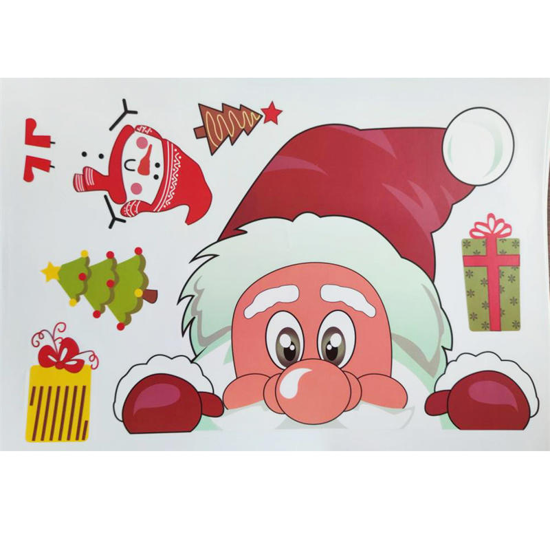 Vánoční elektrostatická samolepka na okno Skleněná nálepka Santa Claus Vločka Samolepky na zeď Pro dětské pokoje Novoroční ozdoby Dekor