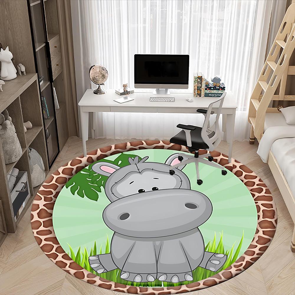1pc Hippo Print Chair Carpet for Office, Non-slip, Soft and Durable Office Rug for Decoration, Perfect for Office yy251229198