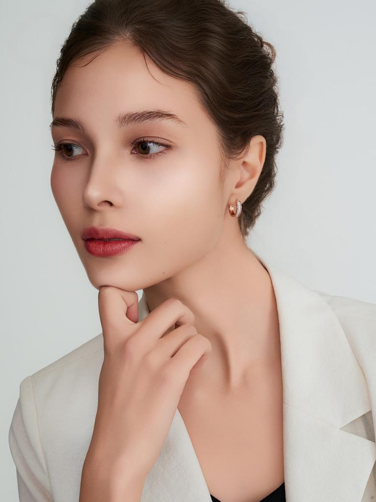 Geigerjewelry 18K Gf Mini Baguette One-Touch Ring Earrings Gi8Kpee096