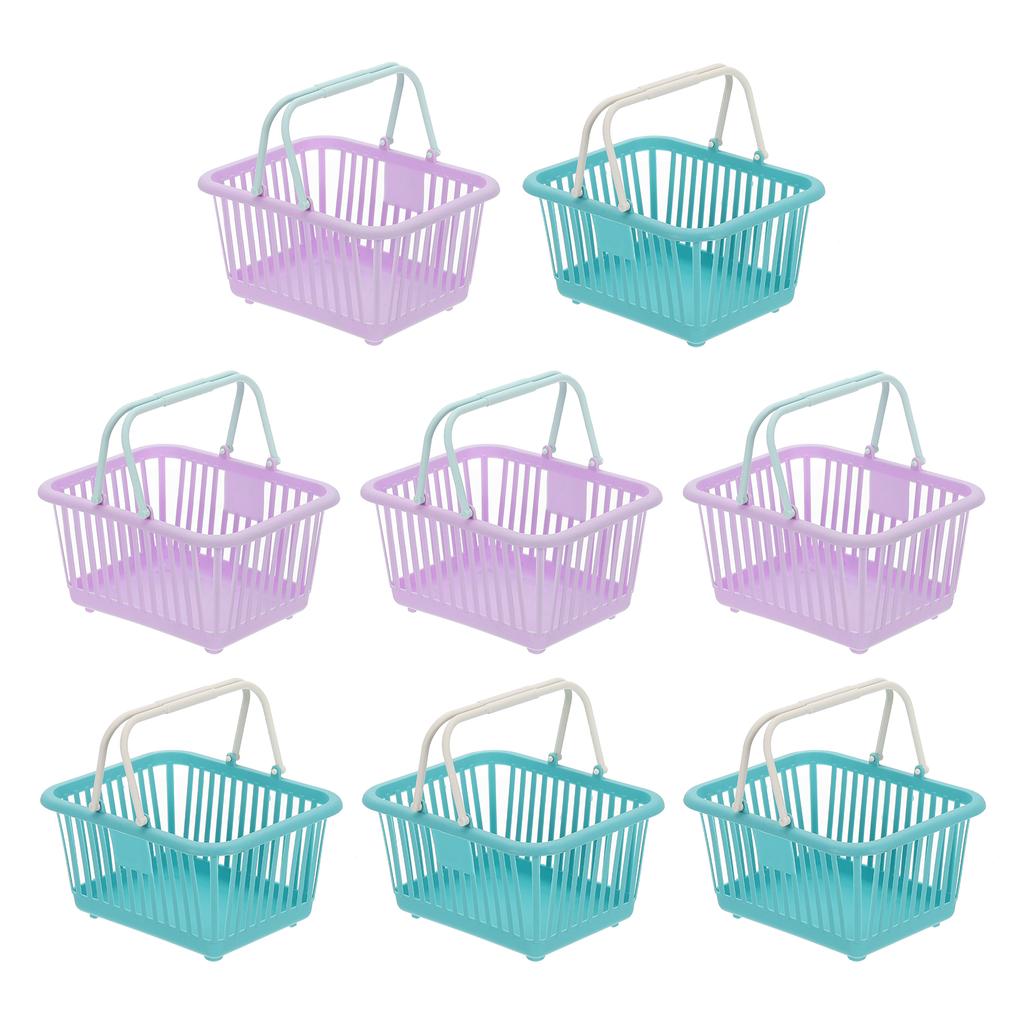 8 Stück Kleiner Plastikkorb Mini Aufbewahrungskorb Lebensmittel Winzige Einkaufskörbe mit Griff Organizer Gefiltertes Wasser für Spielzeug Snacks