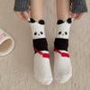 Autumn and Winter Coral Fleece Socks for Women's Home, Cute and Fluffy Panda Thickened Warm Sleep Socks, Floor Socks, Mid-calf Socks