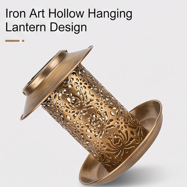 Solar Bird Feeder Lantern Iron Art Hollow Hanging Design for Outdoor Bird Feeding Retro Garden Decor for Lawn Patio Yard