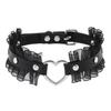 DIEZI Punk Black Lace Leather Choker Torques Necklace For Women Men Harajuku Gothic Sexy Cirle Heart Collar Necklace Jewelry