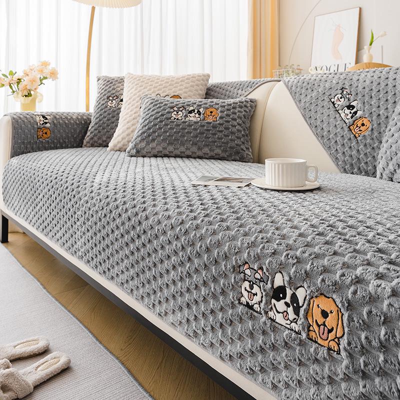 Sofa Cushion: Plush, Thickened, Non-slip Nordic Cartoon Design for Autumn and Winter
