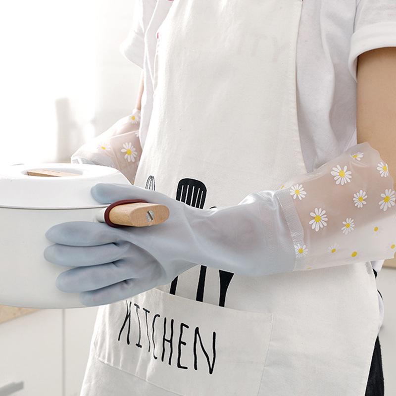 Jelly-Colored PVC Kitchen Cleaning Gloves with Elastic Cuffs - Waterproof and Latex-Free for Dishwashing and Laundry