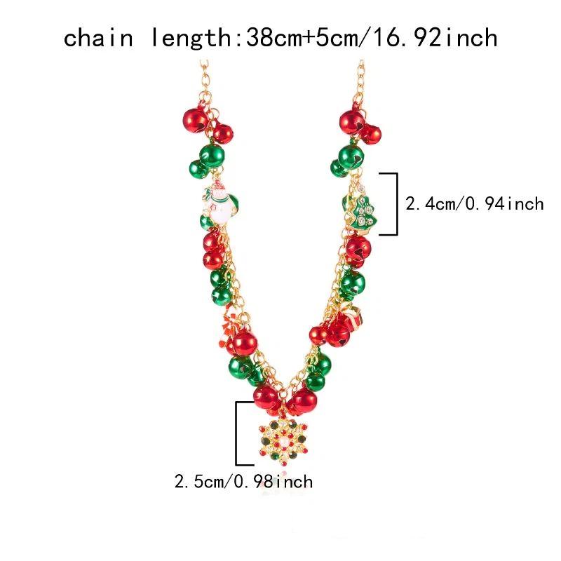 Exaggerated Christmas Bell Beaded Choker Necklace For Women Trendy Xmas Pendant Clavicle Chain New Year Party Jewelry Gift